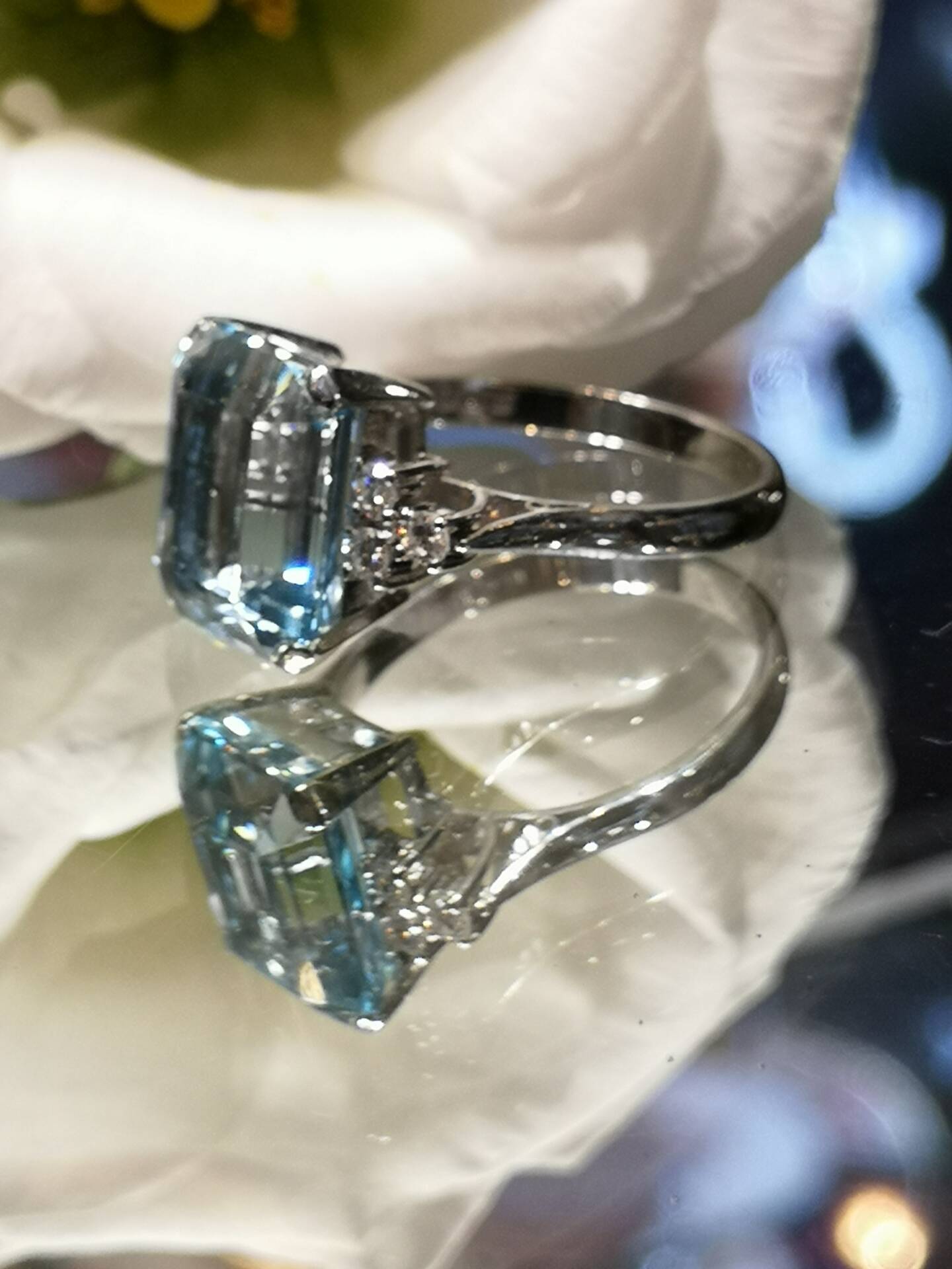 AMS7732 Aquamarine and diamond ring - Cobwebs