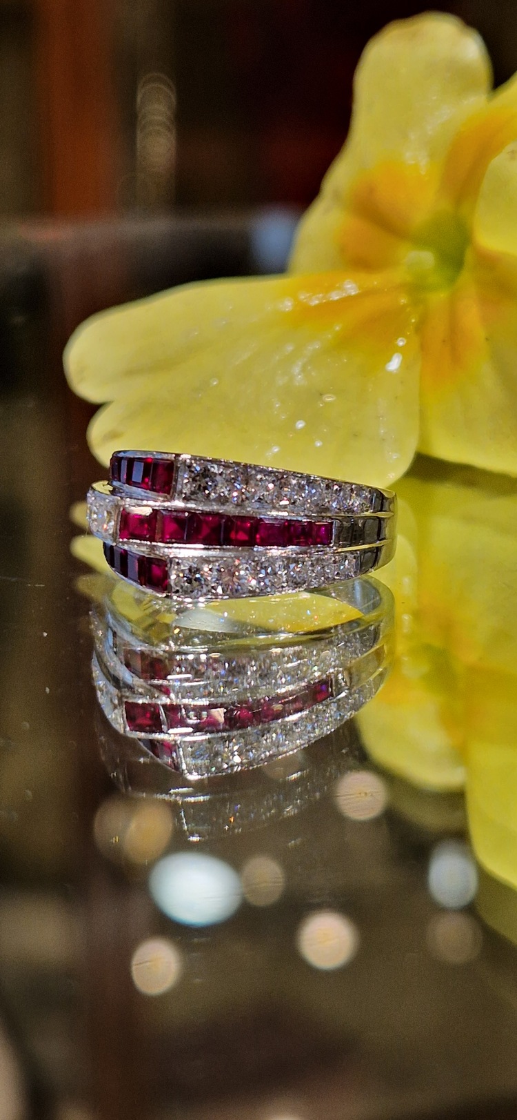 AMS8520 Ruby and diamond ring platinum, by Oscar Heyman - Cobwebs