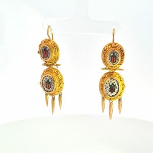 AVT8902 exceptional Egyptian revival micro mosaic earrings