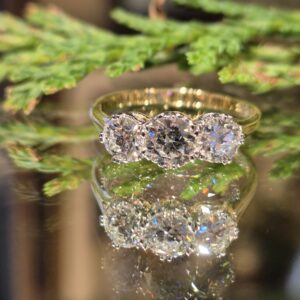 AVT8912 Old European cut 3 stone diamond ring