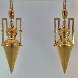 AVT8967 Beautiful 15ct gold amphora drop earrings, C1875