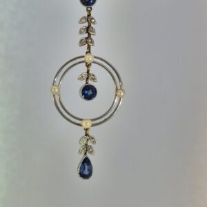AVT8968 Sapphire, pearl and diamond pendant, circa 1900