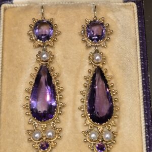 AVT8975 Fantastic Georgian amethyst earrings, C.1820