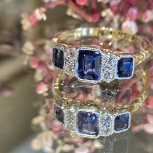 AVT9008 sapphire and diamond 7 stone ring