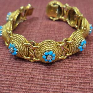 AMS9049 Superb 18ct, turquoise & diamond bracelet