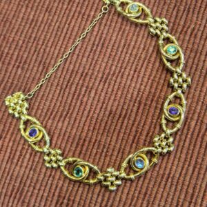 AVT9024 15ct gold gem set suffragette bracelet
