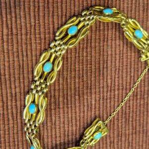 AVT9025 15ct gold turquoise set bracelet