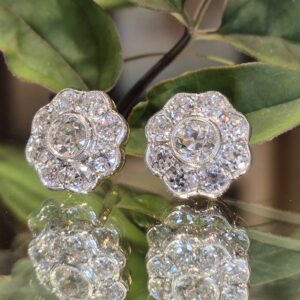 AVT9058 old cut diamond cluster earrings, 2.11cts tw