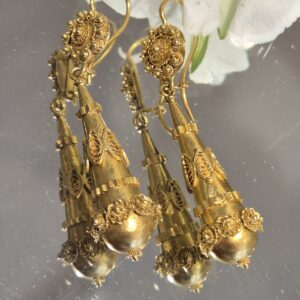 AMS9089 Archaeological revival earrings, circa 1870