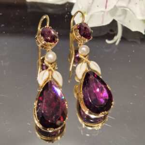AMS9090 Garnet and enamel earrings, Victorian
